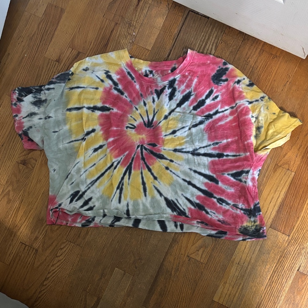 SO Tie-Dye Short Sleeve Tee - Pink, Yellow, Black